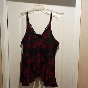 Torrid Black and Red Floral Camisole